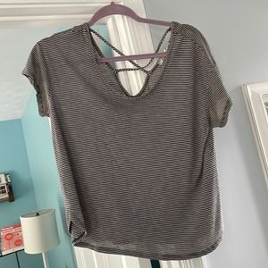 Chloe k black white striped top size small